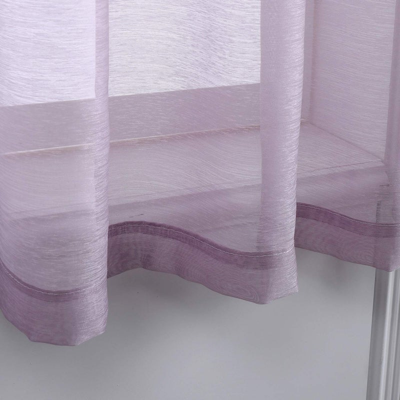 DONREN Lilac Purple Luxury Textured Sheer Window Panel Curtains Grommet Top Sheer Drapes for Windows 52 Wide x 63 inch Length 2 Panels - Image 5